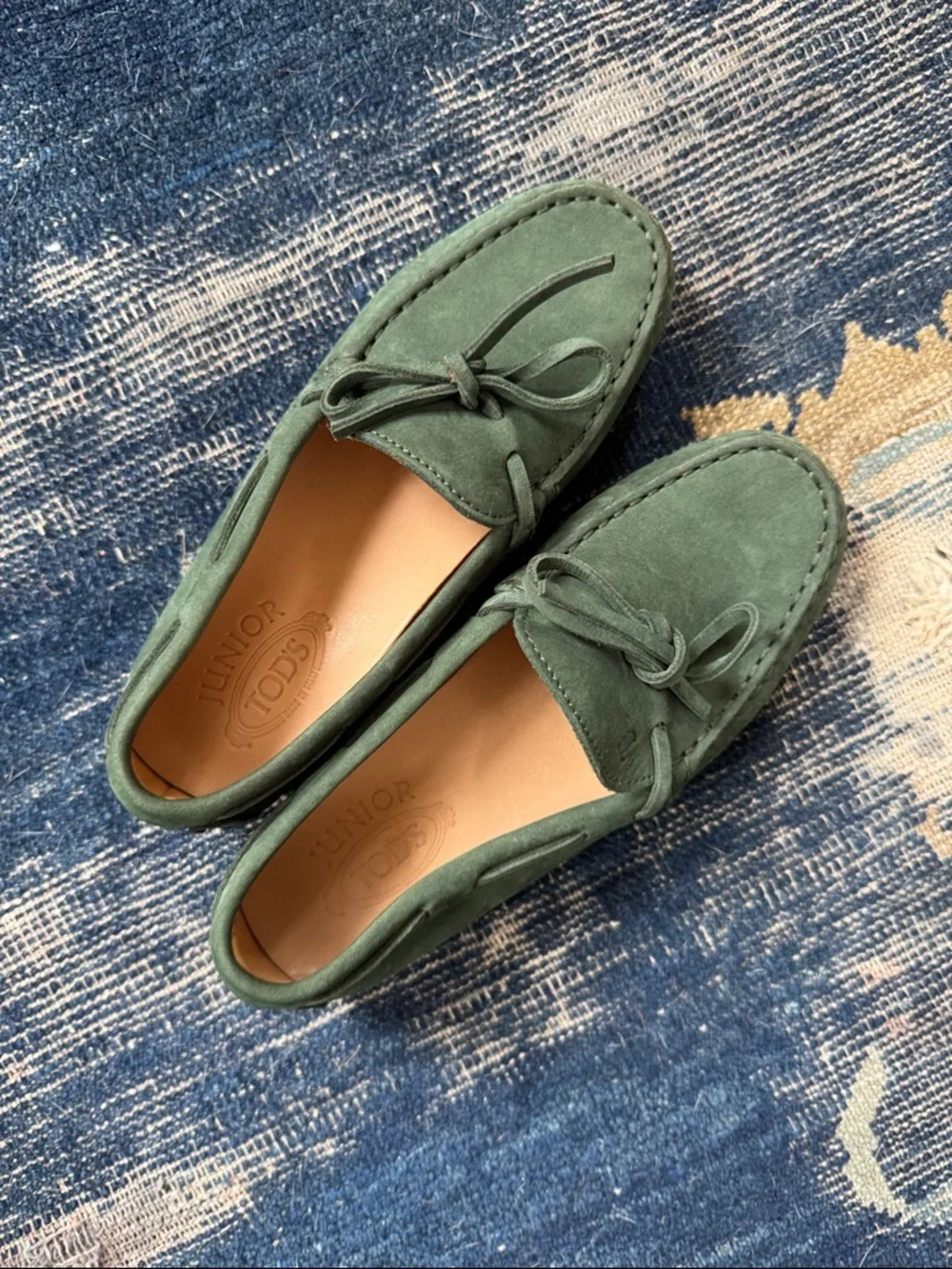 Boys green Suede Leather Gommino Moccasins